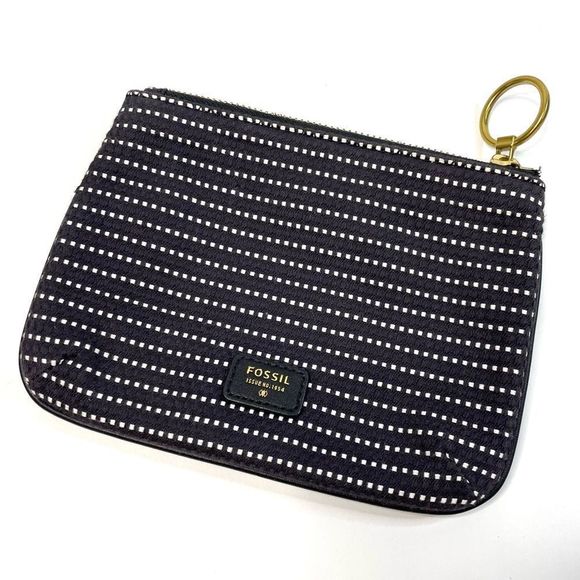 Fossil Black & White Polka Dot Zipper Pouch - Picture 1 of 11